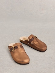 White Stuff Metallic Myrtle Slip On Footbed Slippers - Image 2 of 4
