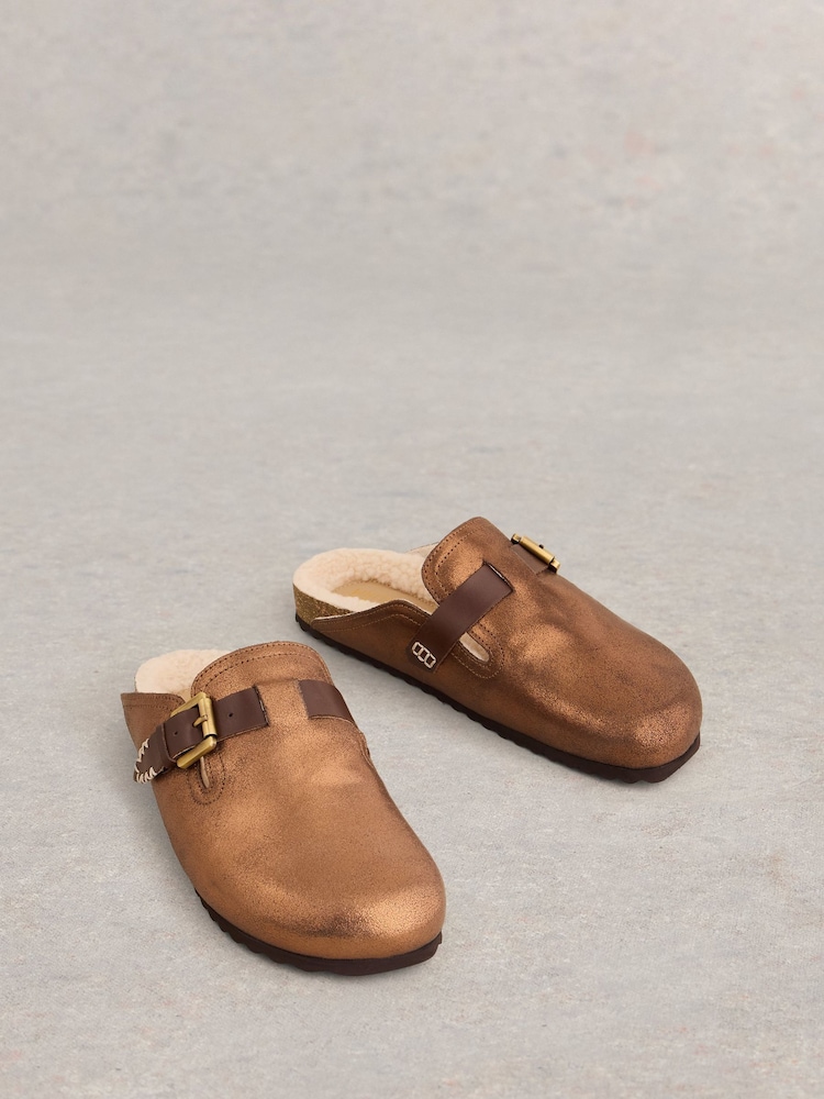 White Stuff Metallic Myrtle Slip On Footbed Slippers - Image 2 of 4