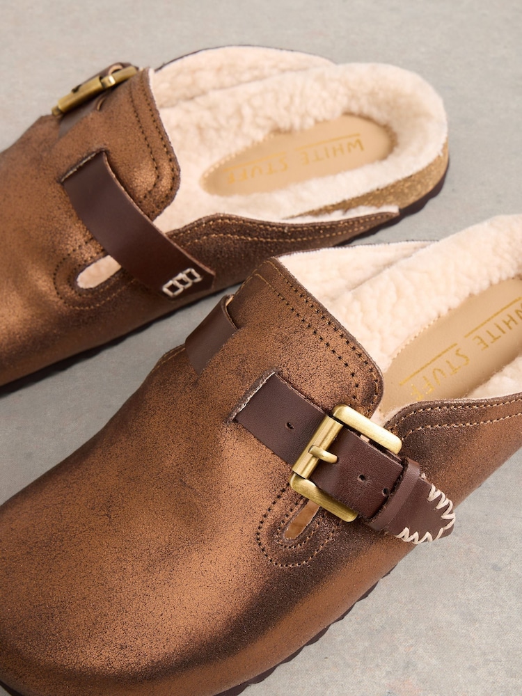 White Stuff Metallic Myrtle Slip On Footbed Slippers - Image 4 of 4