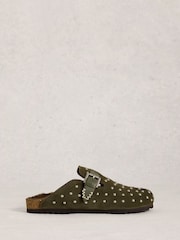 White Stuff Green Myrtle Studded Slip On Footbed Slippers - Image 1 of 4