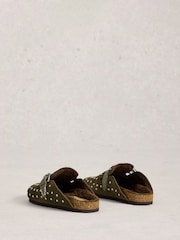 White Stuff Green Myrtle Studded Slip On Footbed Slippers - Image 3 of 4