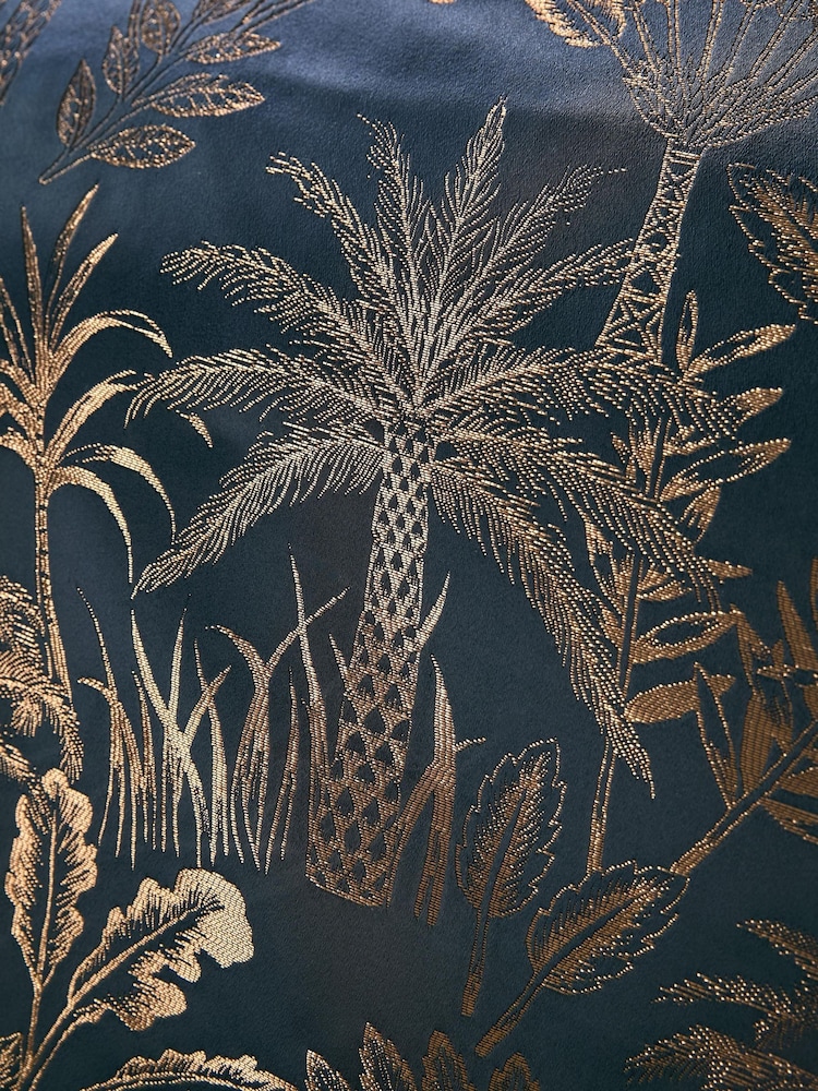 Soiree Navy Midnight Palm Print Jacquard Duvet Cover Set - Image 3 of 3