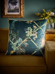 Laurence Llewelyn-Bowen Green Cotswold Fantasia Dawn Velvet Filled Cushion - Image 1 of 5