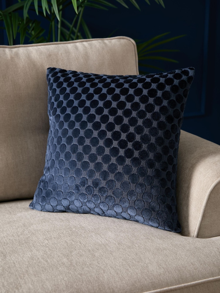 Soiree Navy Velvet Spot Filled Cushion - Image 1 of 5