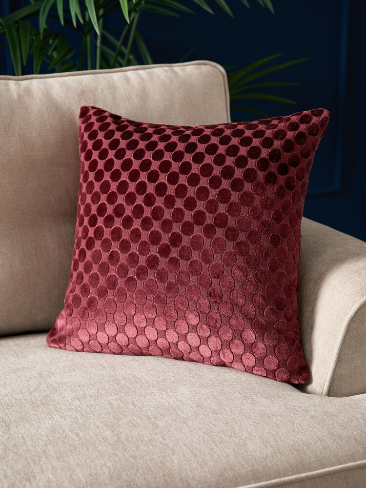 Soiree Burgundy Velvet Spot Filled Cushion - Image 1 of 5
