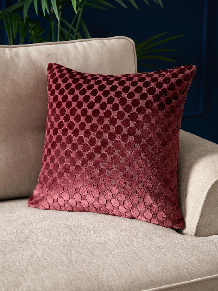 Soiree Burgundy Velvet Spot Filled Cushion - Image 1 of 5 Soiree Burgundy Velvet Spot Filled Cushion - Image 1 of 5