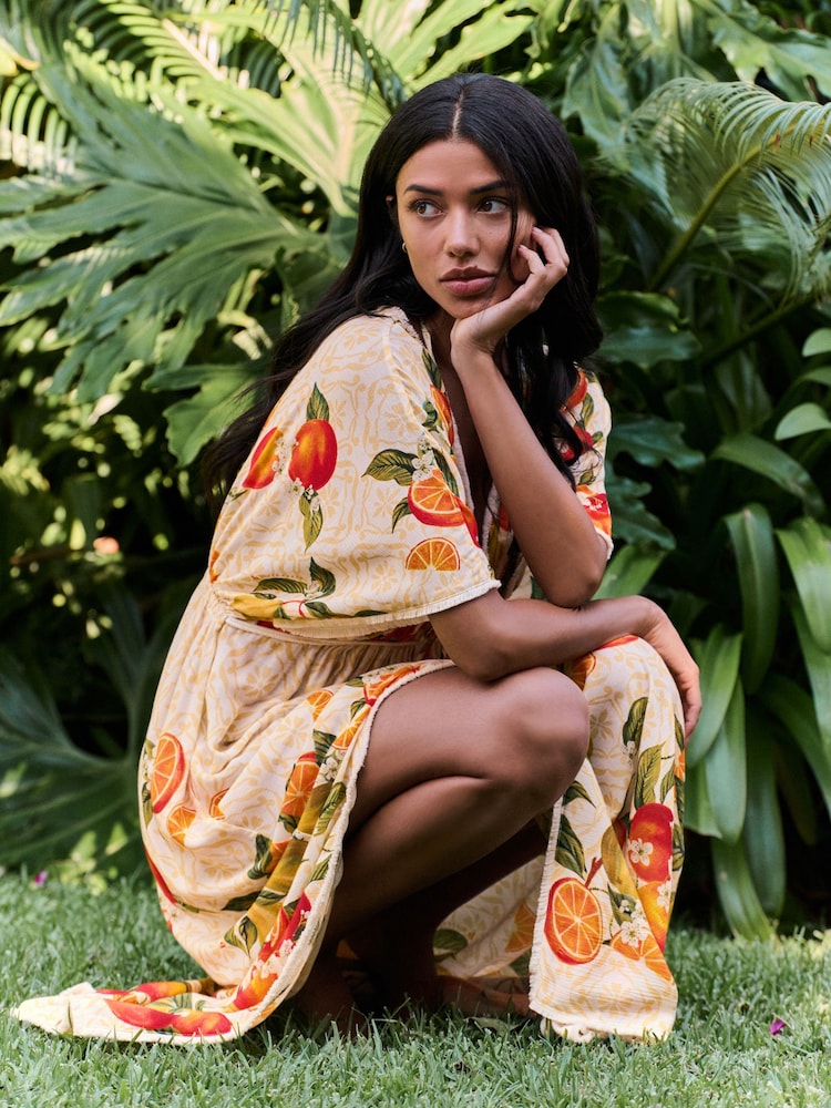 B by Ted Baker Viscose Yellow Fruit Dress - Image 2 of 6