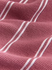 Pink/White Vertical Stripe Quarter Zip Polo Shirt - Image 6 of 7