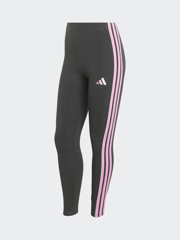 adidas Dark Grey Essentials 3-Stripes Cotton Leggings - Image 6 of 6 adidas Dark Grey Essentials 3-Stripes Cotton Leggings - Image 6 of 6