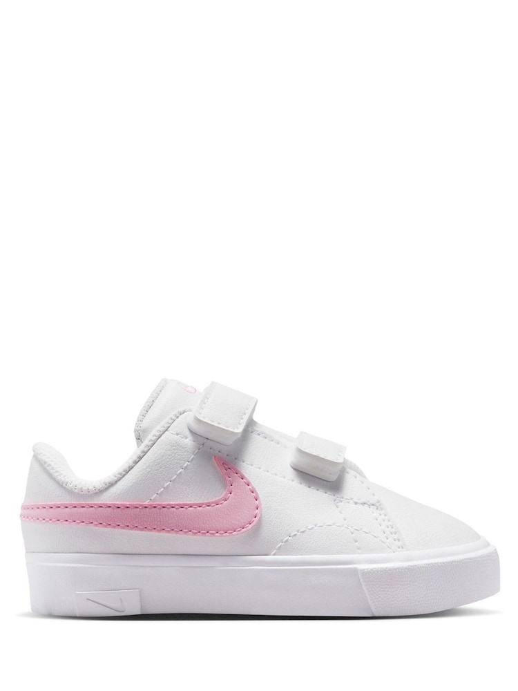 Nike White/Pink Infant Tennis Essential Trainers - Image 1 of 5 Nike White/Pink Infant Tennis Essential Trainers - Image 1 of 5