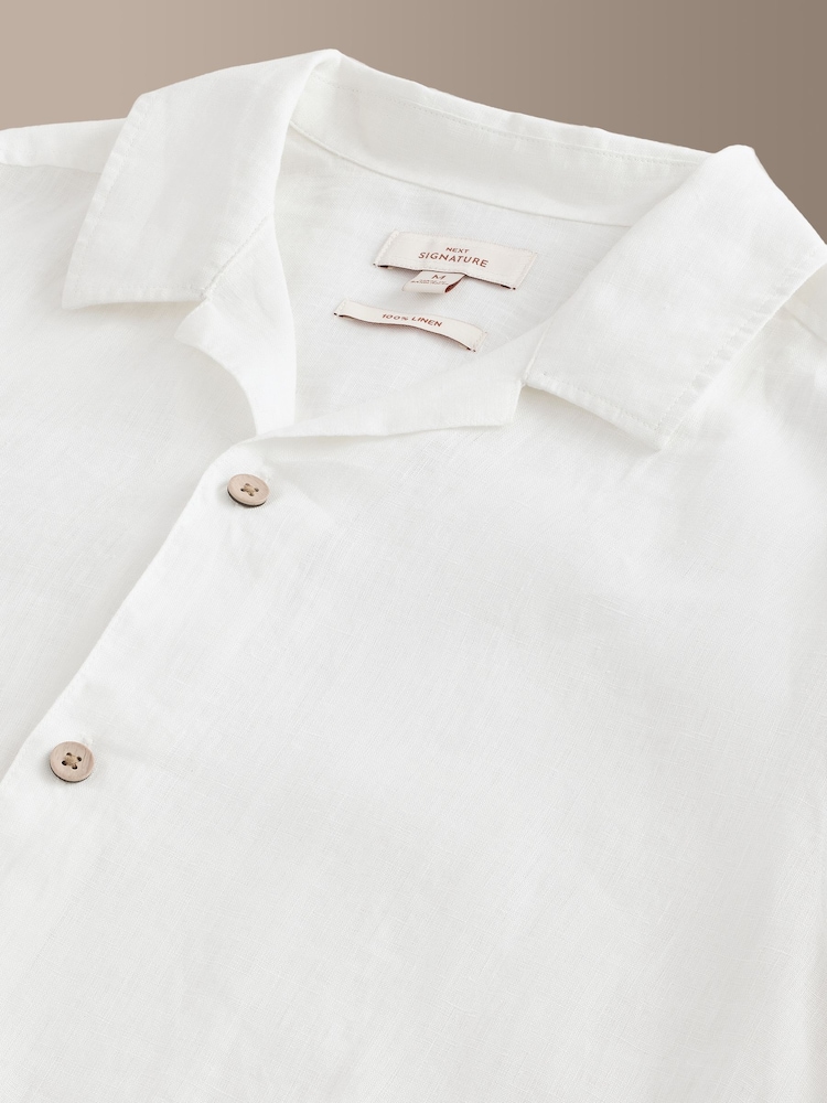 White Signature 100% Linen Shirt - Image 8 of 8
