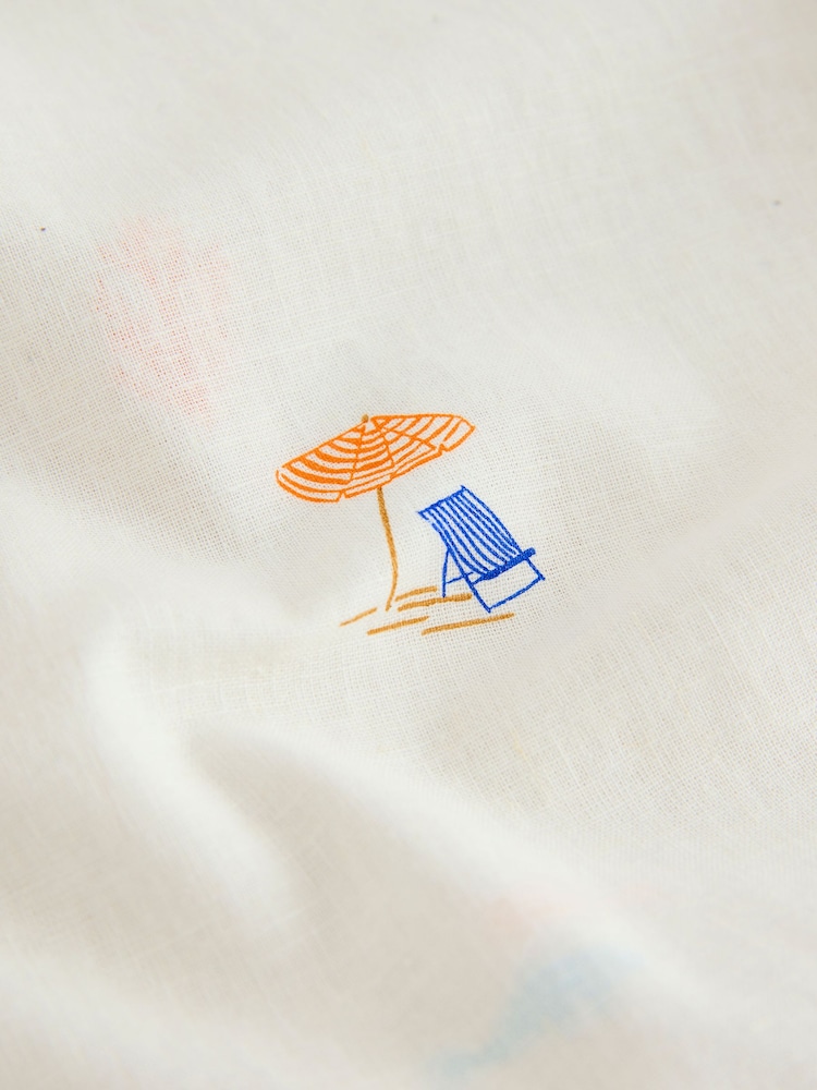 White Conversational Print Short Sleeve Shirt - Image 2 of 3