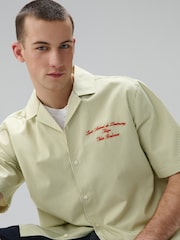 Green Textured Stripe Embroidered Short Sleeve Shirt - Image 2 of 9