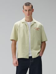 Green Textured Stripe Embroidered Short Sleeve Shirt - Image 3 of 9