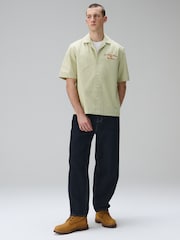 Green Textured Stripe Embroidered Short Sleeve Shirt - Image 4 of 9