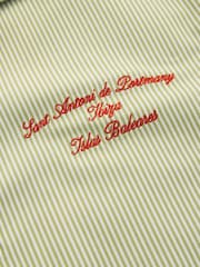 Green Textured Stripe Embroidered Short Sleeve Shirt - Image 8 of 9