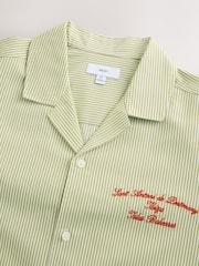 Green Textured Stripe Embroidered Short Sleeve Shirt - Image 9 of 9