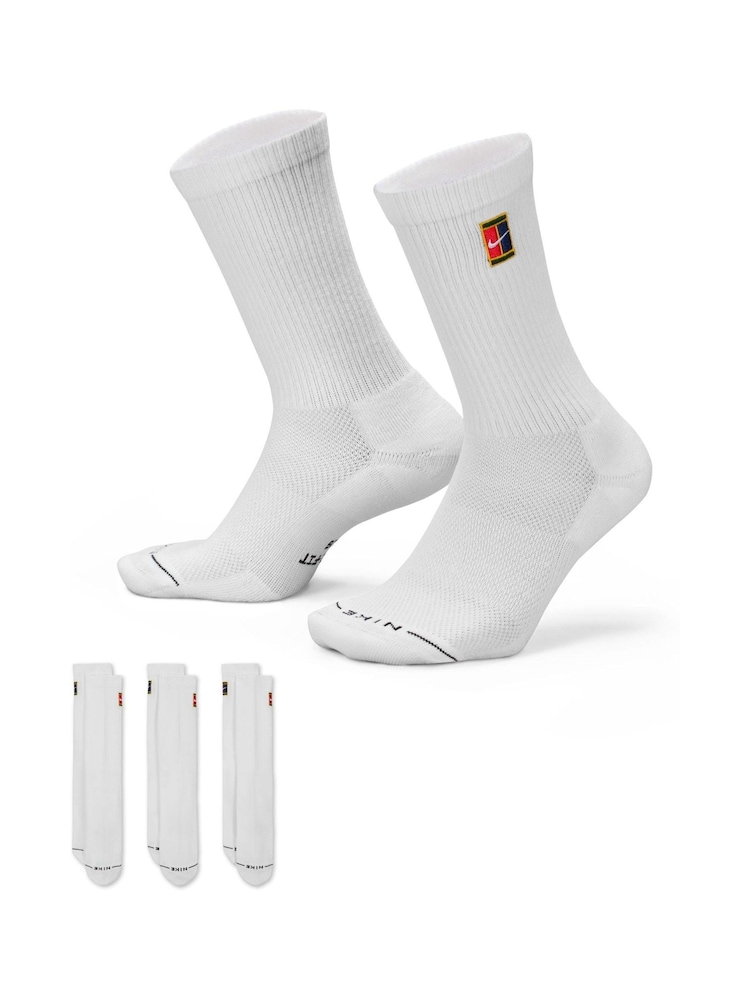 Nike White Everyday Crew Tennis Socks 3 Pack - Image 1 of 4 Nike White Everyday Crew Tennis Socks 3 Pack - Image 1 of 4