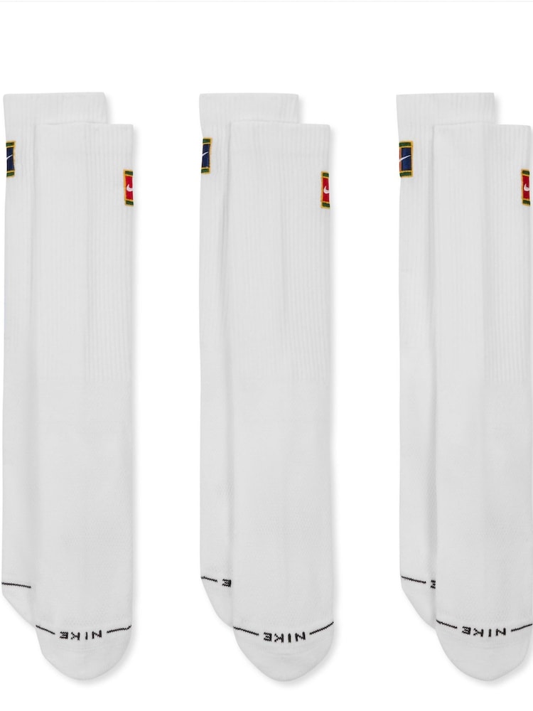Nike White Everyday Crew Tennis Socks 3 Pack - Image 2 of 4 Nike White Everyday Crew Tennis Socks 3 Pack - Image 2 of 4