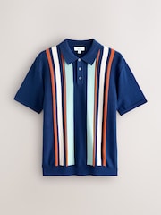 Azul marino - Regular Fit Cotton Rich Short Sleeve Stripe Knit Polo Shirt - Imagen 5 de 7