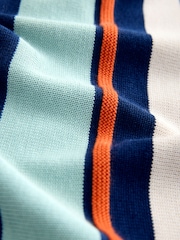 Azul marino - Regular Fit Cotton Rich Short Sleeve Stripe Knit Polo Shirt - Imagen 7 de 7