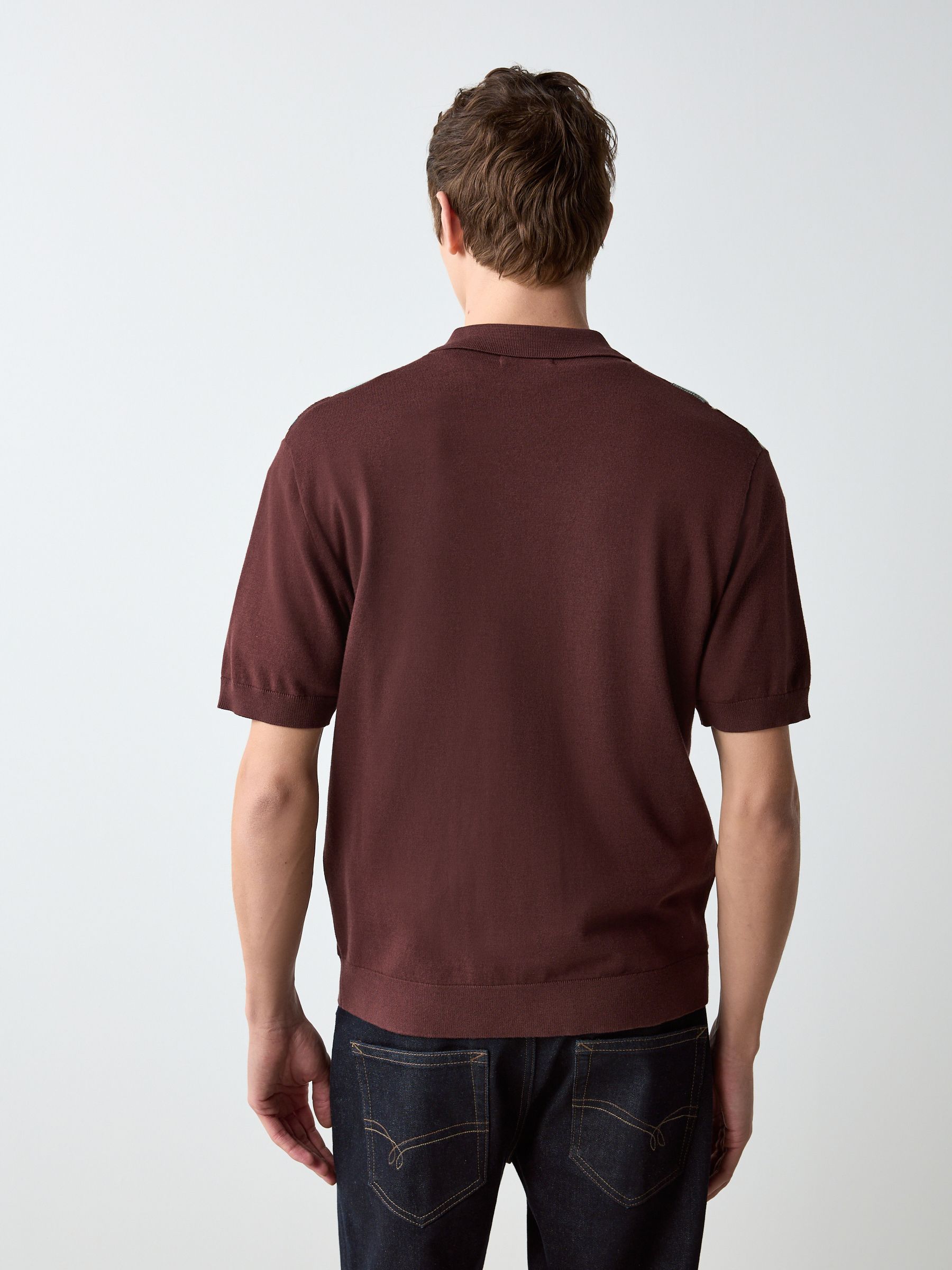 Buy Red Short Sleeve Stripe Zip Through Knitted Shirt from Next