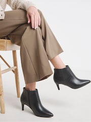 JD Williams Black Chrome Wide Fit Kitten Heel Pointed Toe Shoes Boots - Image 1 of 4