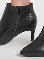 JD Williams Black Chrome Wide Fit Kitten Heel Pointed Toe Shoes Boots - Image 3 of 4