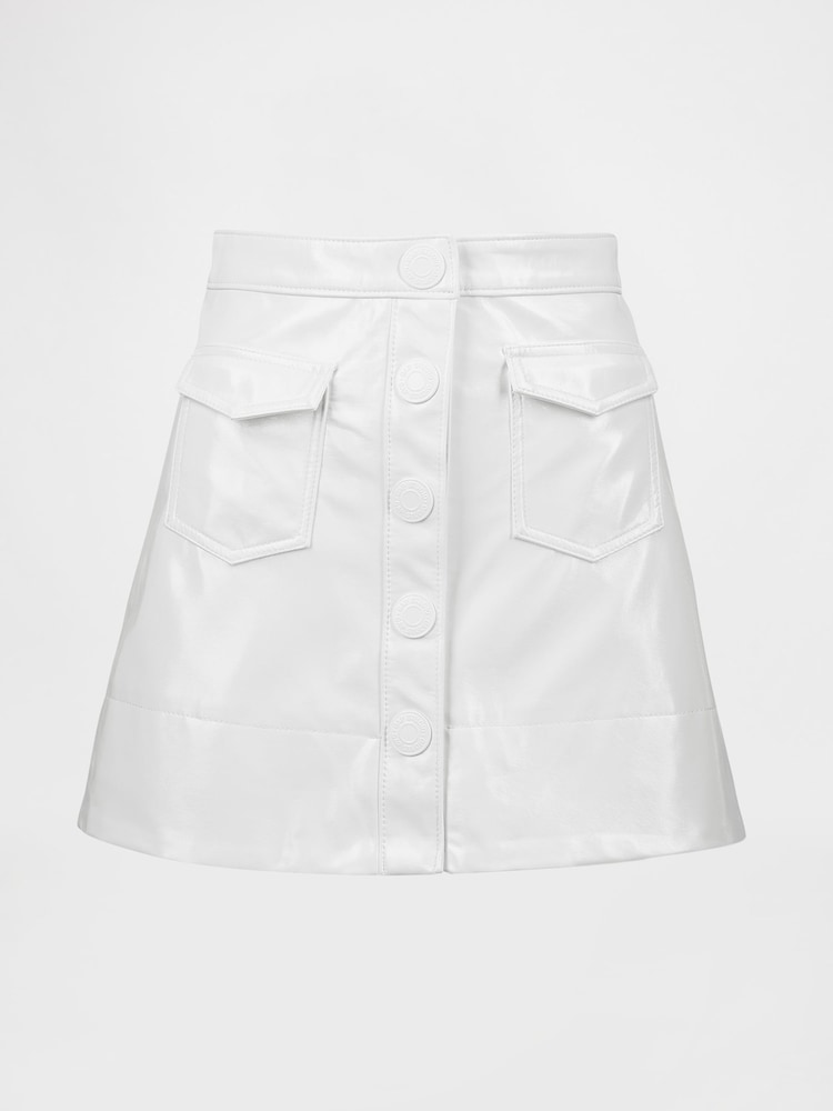 Gap GapStudio White Patent Leather Mini Skirt - Image 6 of 6 Gap GapStudio White Patent Leather Mini Skirt - Image 6 of 6