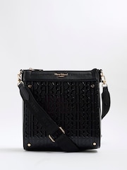 River Island Black Patent Monogram Messenger Bag - Image 1 of 6