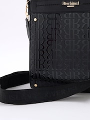 River Island Black Patent Monogram Messenger Bag - Image 4 of 6