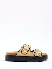 River Island Brown Double Strap Flatform Footbed Sandals - Image 3 of 5