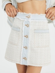 River Island Cream Boucle Hybrid Denim Skirt - Image 4 of 4