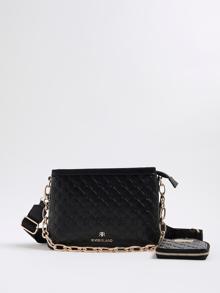 River Island Embossed Chain Pocket Cross-Body Bag - Imagem 1 de 6