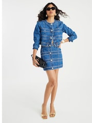 River Island Blue Panelled Denim Jacket - Image 7 of 8