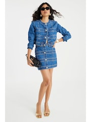 River Island Blue Panelled Denim Jacket - Image 8 of 8