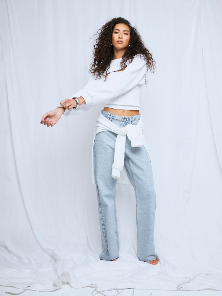 River Island Blue Relaxed Straight Leg Jeans - Image 1 of 6