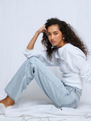 River Island Blue Relaxed Straight Leg Jeans - Image 2 of 6