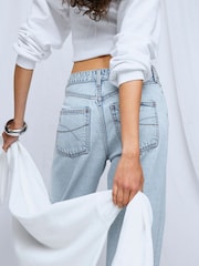 River Island Blue Relaxed Straight Leg Jeans - Image 4 of 6