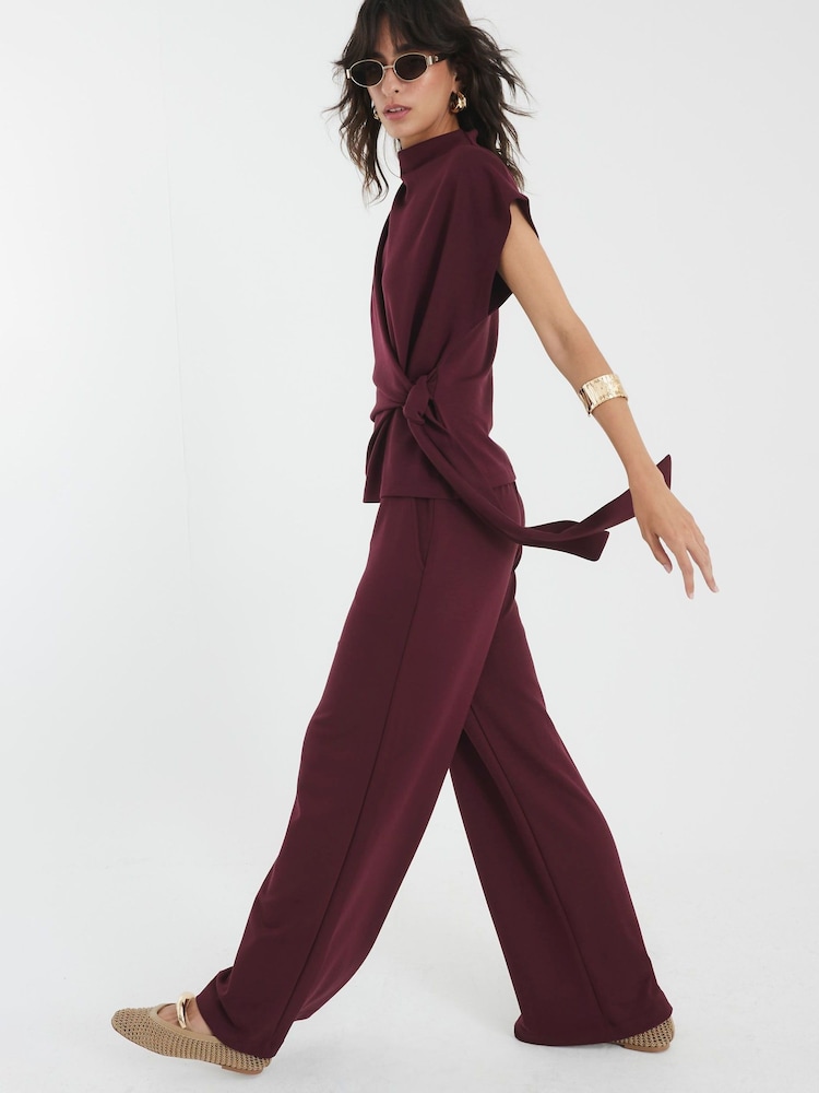 River Island Red Premium Wide Leg Joggers - Image 2 of 4