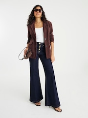 River Island Blue High Rise Button Front Palazzo Jeans - Image 1 of 4
