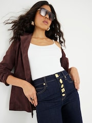 River Island Blue High Rise Button Front Palazzo Jeans - Image 2 of 4