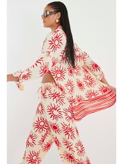 River Island Cream Oversized Sun Print Beach Shirt - Image 4 of 8