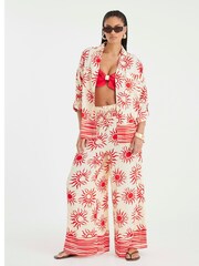 River Island Cream Oversized Sun Print Beach Shirt - Image 5 of 8