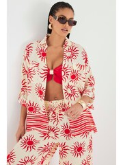 River Island Cream Oversized Sun Print Beach Shirt - Image 8 of 8