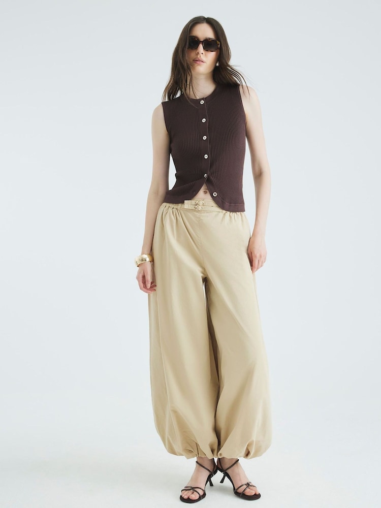 River Island Brown Contrast Button Front Rib vests - Image 2 of 4 River Island Brown Contrast Button Front Rib vests - Image 2 of 4