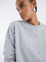 River Island Grey Diamante Sweat Top - Image 4 of 4
