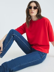 River Island Red Clean Premium Boxy T-Shirt - Image 1 of 4