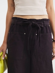 River Island Brown Paperbag Belted Trousers - Image 4 of 4