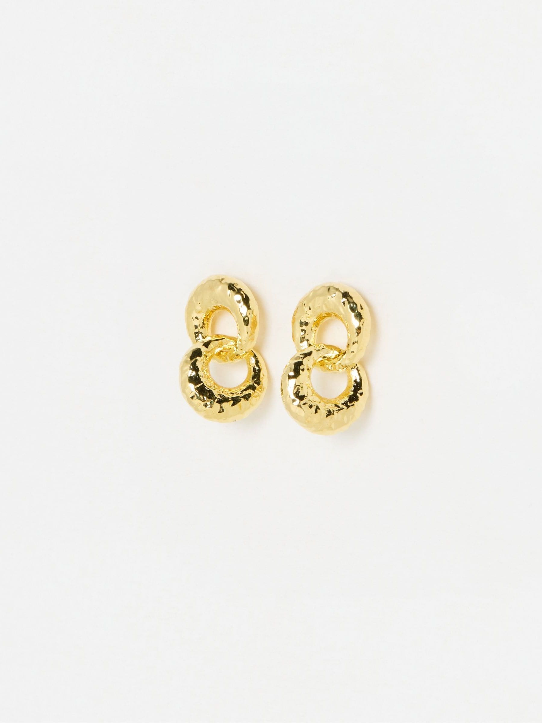 Oliver Bonas Gold Tone Sade Hammered Loop Drop Earrings
